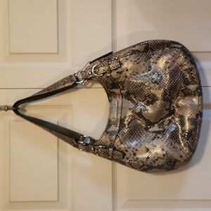 Beautiful Coach Gray Snake Print Hobo Bag